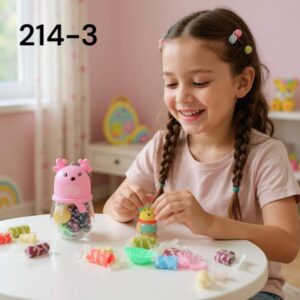 12 علبة صلصال للأطفال – غطاء بشكل فأر كرتوني لطيف – 6 ألوان وقطاعات (موديل 214-3)