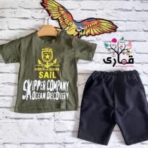 البيع عدد 9 قطع ملابس اطقم ولادي بياقة مستديرة وشورت