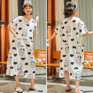 بيجامة نوم نسائية مريحة بطبعات كرتونية