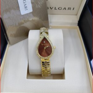 ساعة بولغاري ذهبية بالكامل مع ميناء بني مرصعة