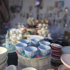 طقم مطايب مكون من 6 مطايب مع صحن تقديم ميلامين