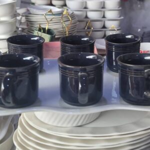 طقم أكواب سيراميك عدد 6 اكواب مع صحن تقديم سيراميك