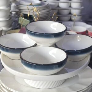 طقم مطايب سيراميك عدد 5 جافي وانيقات جداً ثقال، مع صحن لتقديم الرز طقم سفرة