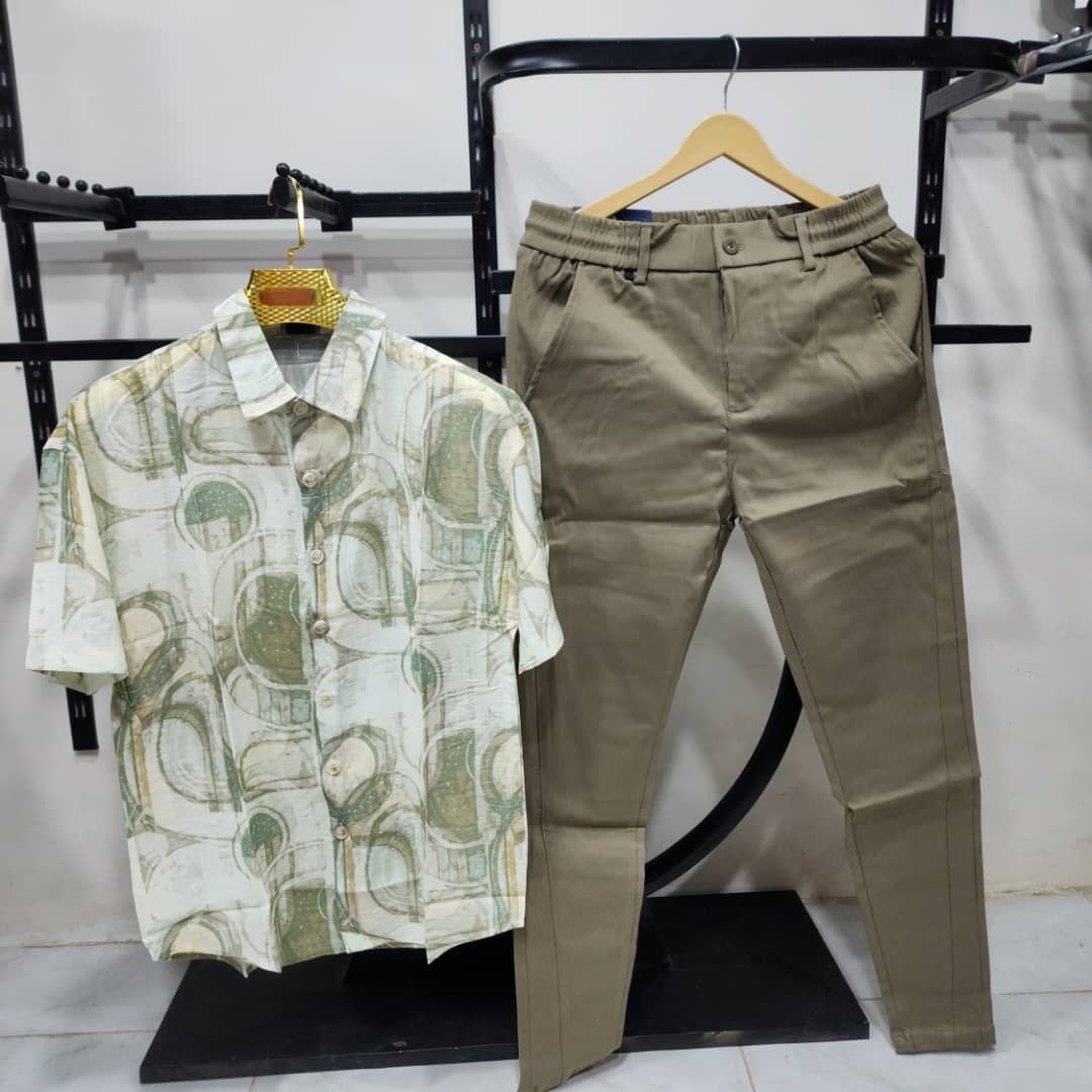 طقم رجالي صيفي – شميز أوفر تركي مع بنطال جنزأنيق