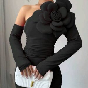 فستان أنوثة فاخرة بتصميم one shoulder ساحر