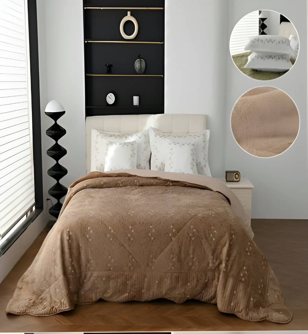 لحاف مخملي مطرز فاخر5 قطع