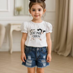 طقم بلوزة مع شورت للبنات