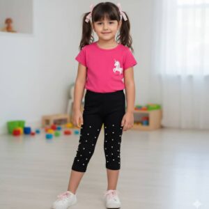 بنطلونات بناتي برموده اسود فقط ابو لؤلؤ من عمر ثلاث سنوات إلى عمر ست سنوات