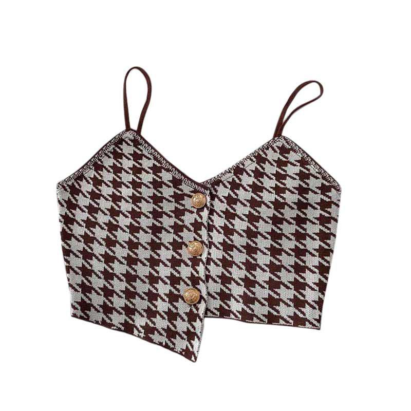 بادي شبابي شتوي ستايل كلاسيك عصري بنقشة كارو أنيقة مع أزرار ذهبية تعطي لمسة فخامة