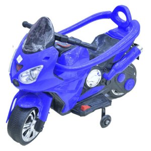 دراجة كهربائية للأطفال مع مقبض حماية وعجلات توازن – باللون الأزرق